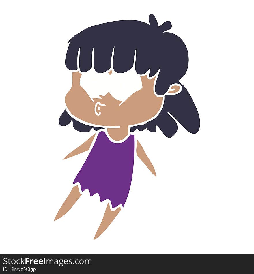 flat color style cartoon whistling girl