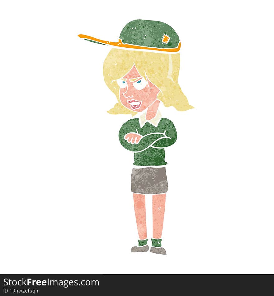 cartoon woman in uniform