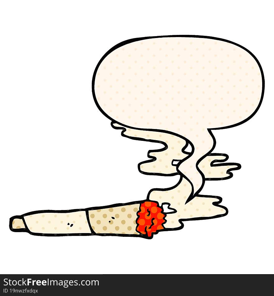 Cartoon Cigarette And Speech Bubble In Comic Book Style