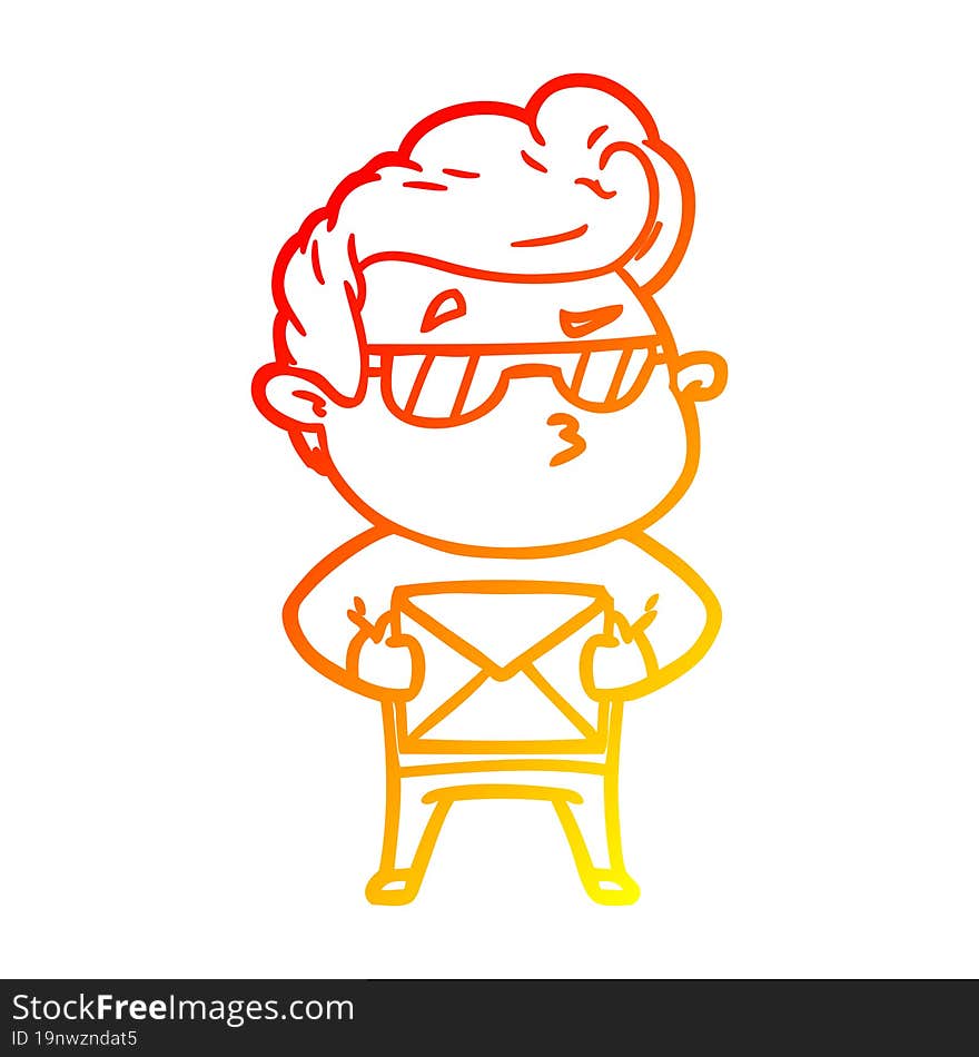 warm gradient line drawing cartoon cool guy