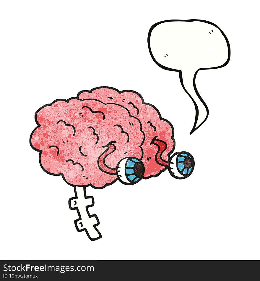 speech bubble textured cartoon brain