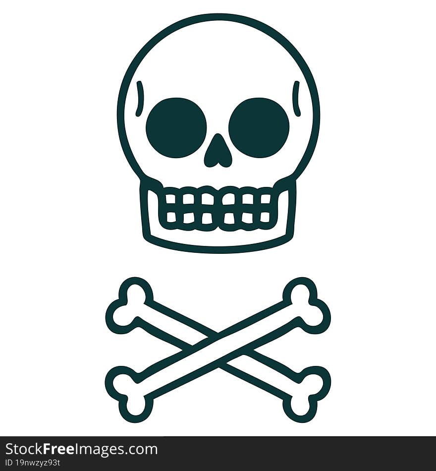 Tattoo Style Icon Of A Skull And Bones