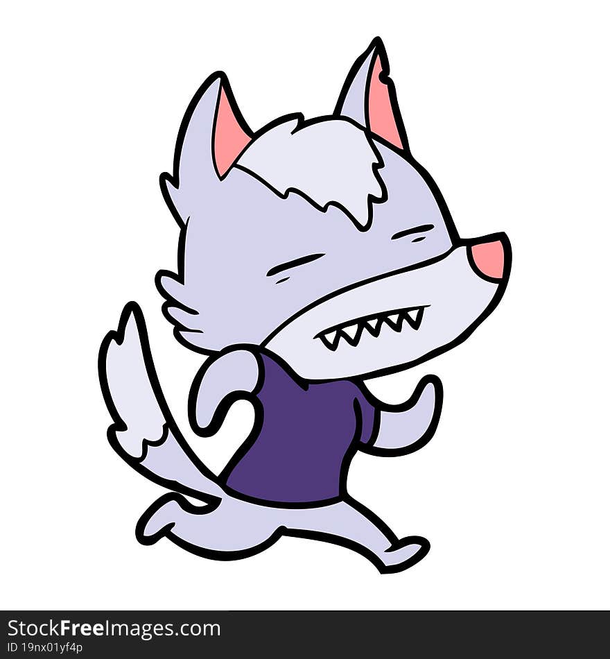 cartoon wolf showing teeth. cartoon wolf showing teeth