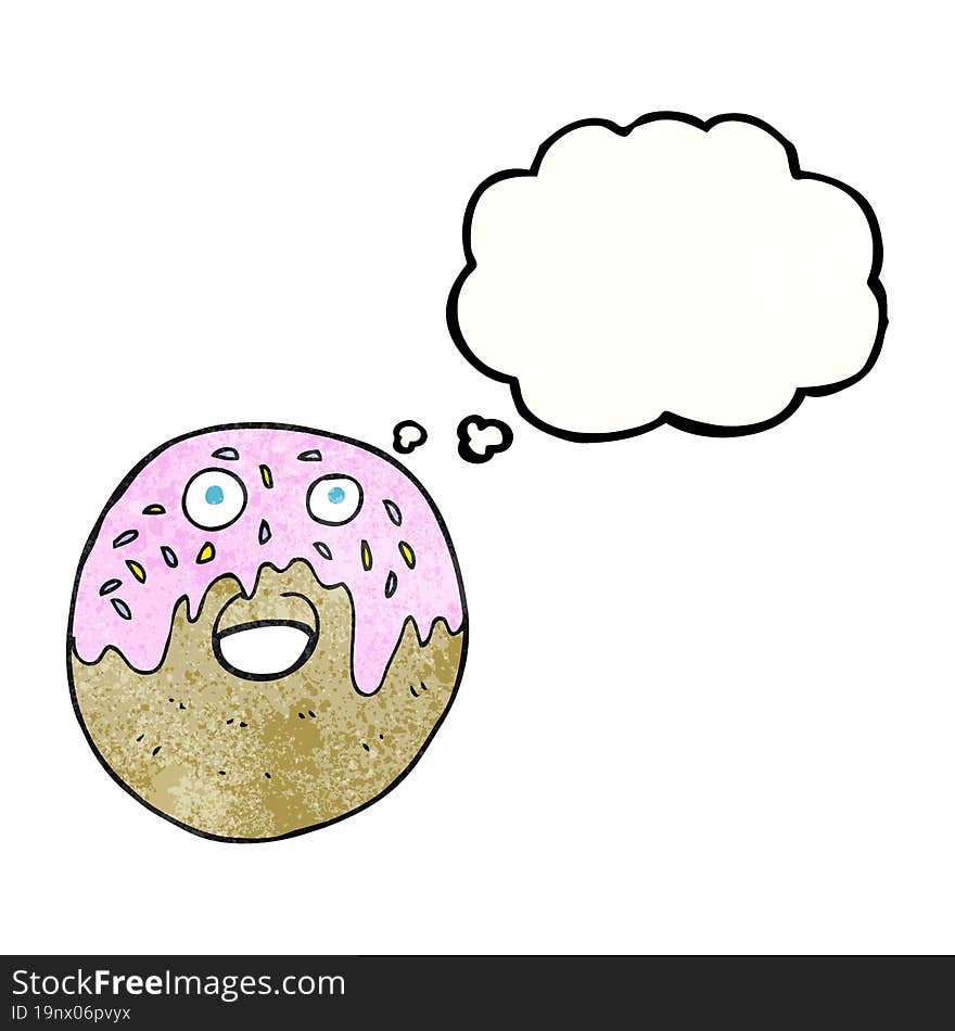 freehand drawn thought bubble textured cartoon doughnut