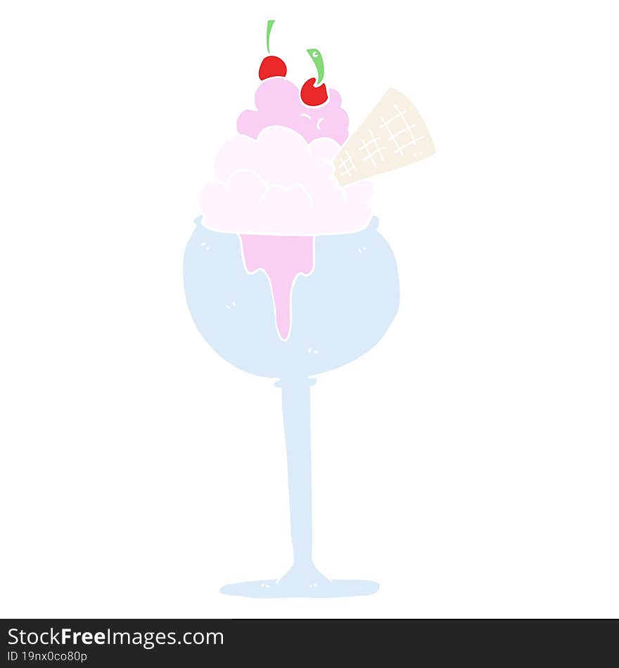 Flat Color Illustration Of A Cartoon Ice Cream