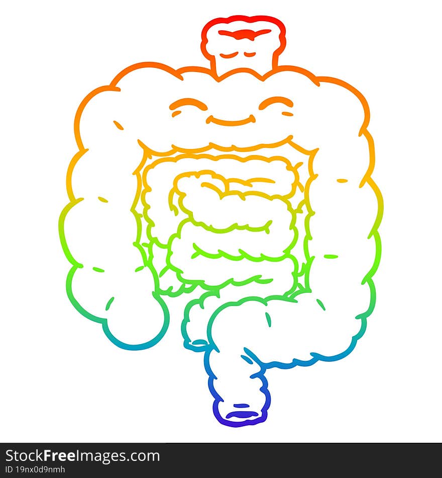 rainbow gradient line drawing cartoon intestines