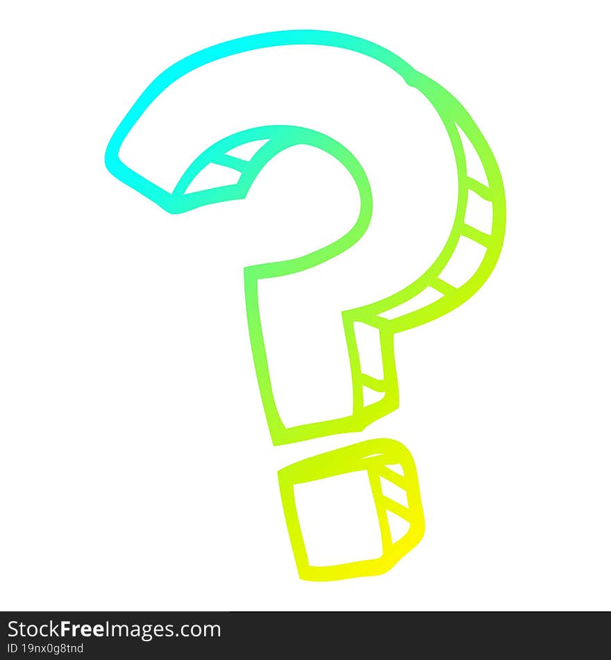 cold gradient line drawing cartoon question mark