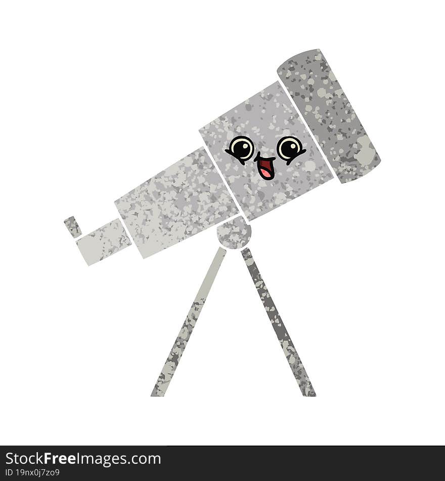 retro illustration style cartoon telescope