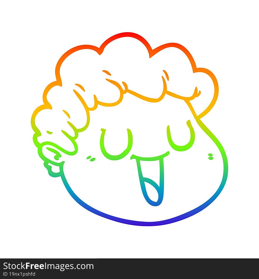 rainbow gradient line drawing cartoon male face