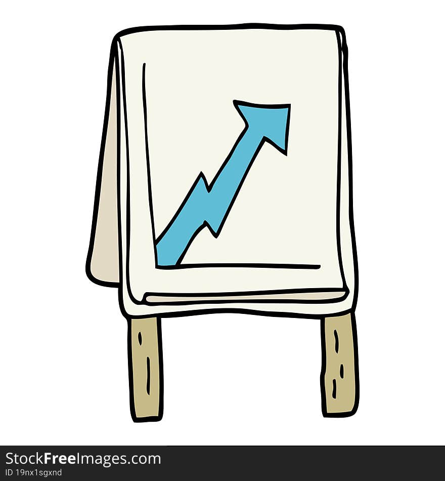 cartoon business chart with arrow