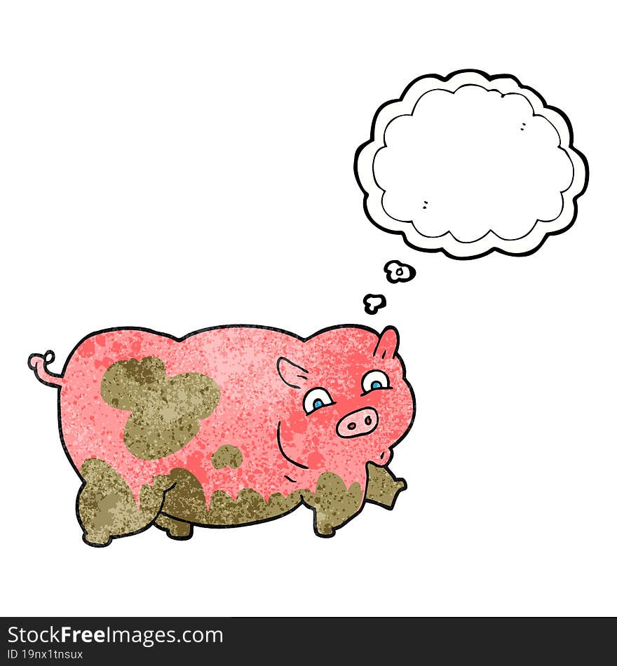 thought bubble textured cartoon pig