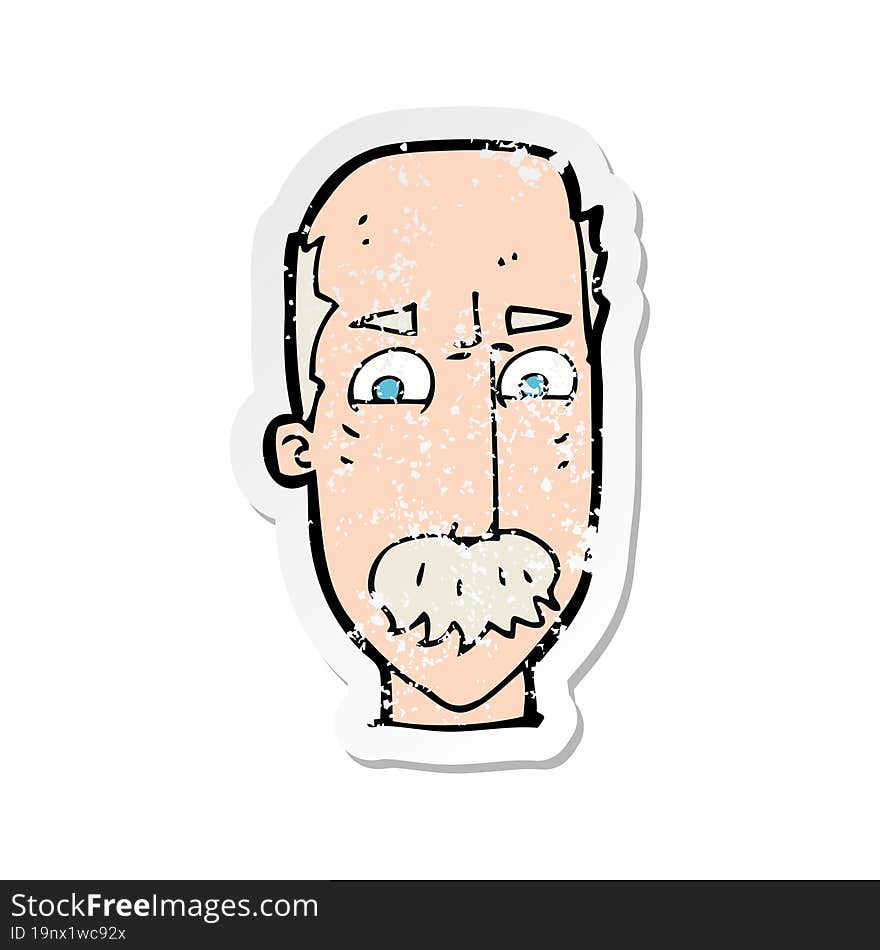 retro distressed sticker of a cartoon annnoyed old man