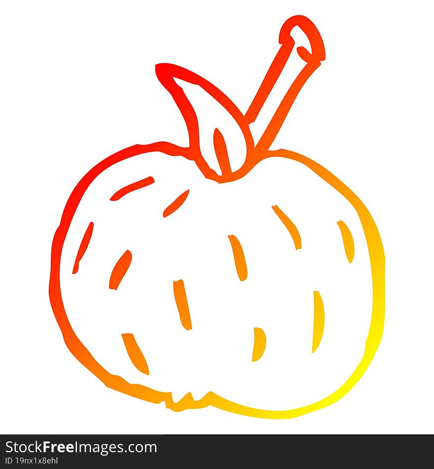 warm gradient line drawing of a cartoon organic orange