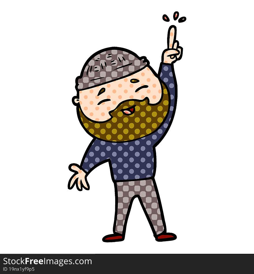 cartoon happy bearded man. cartoon happy bearded man