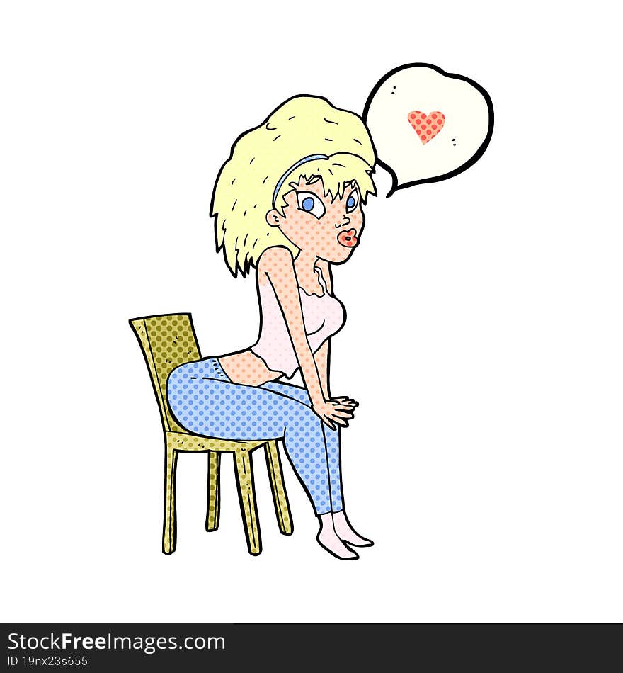 cartoon woman with love heart