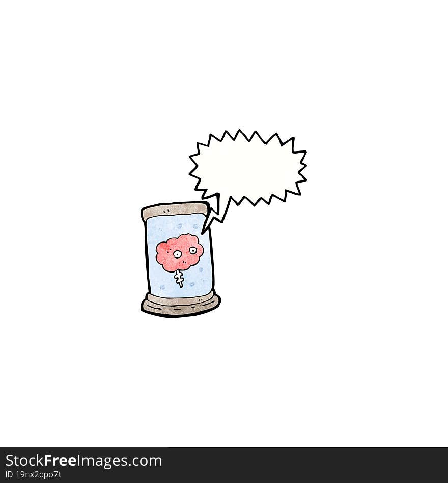 cartoon talking brain in jar