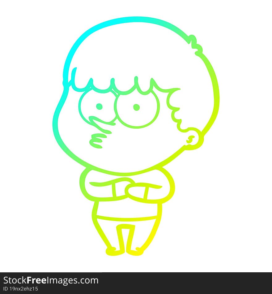 cold gradient line drawing cartoon curious boy