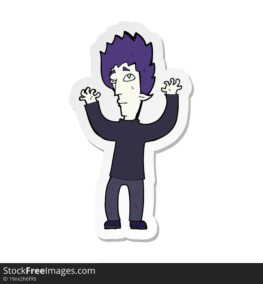 sticker of a cartoon vampire giving up