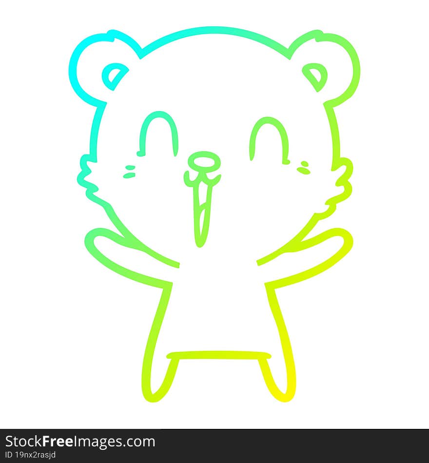 cold gradient line drawing happy cartoon polar bear