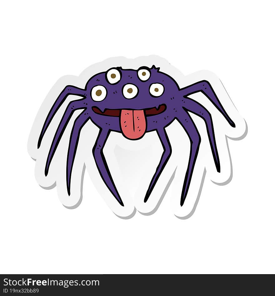 Sticker Of A Cartoon Gross Halloween Spider