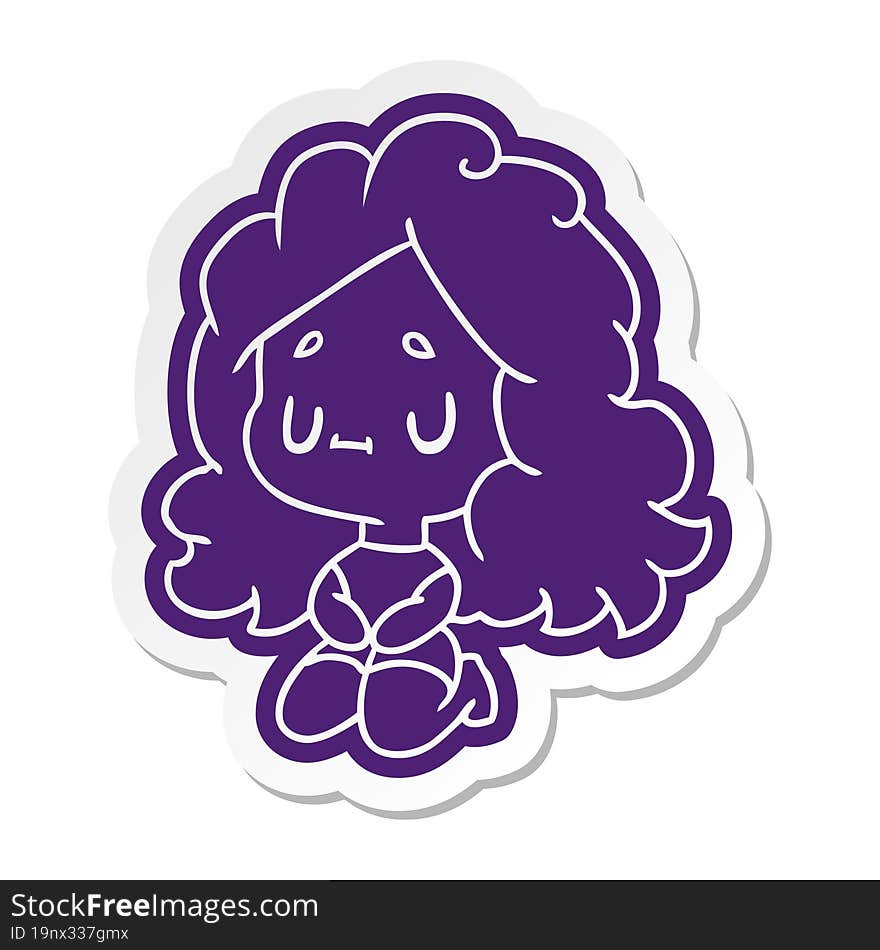 cartoon sticker of a cute kawaii girl