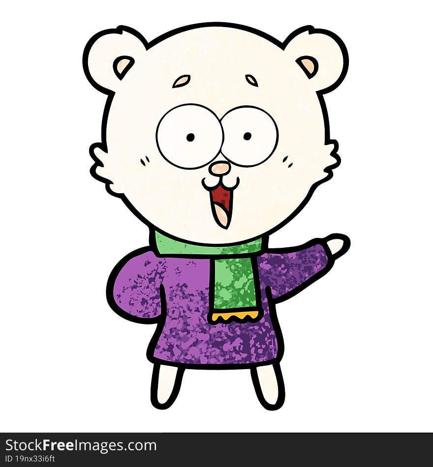 laughing teddy  bear cartoon in winter clothes. laughing teddy  bear cartoon in winter clothes