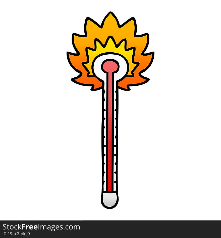 quirky gradient shaded cartoon hot thermometer