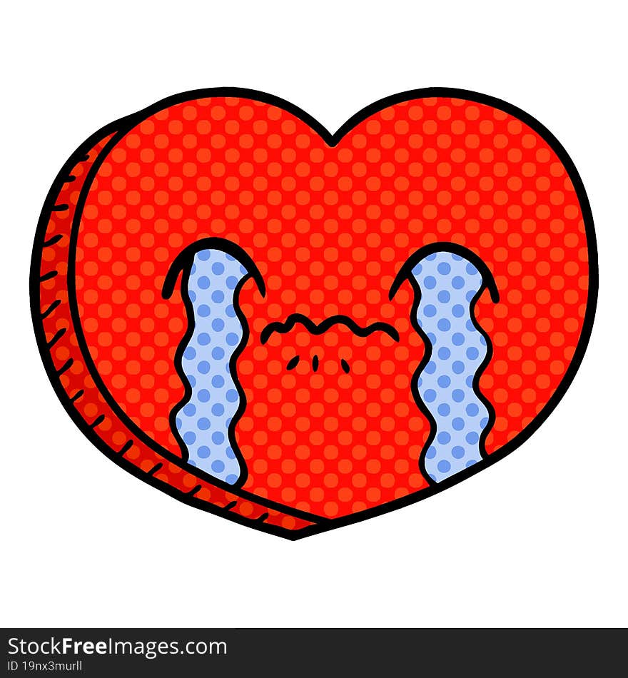 cartoon crying love heart. cartoon crying love heart