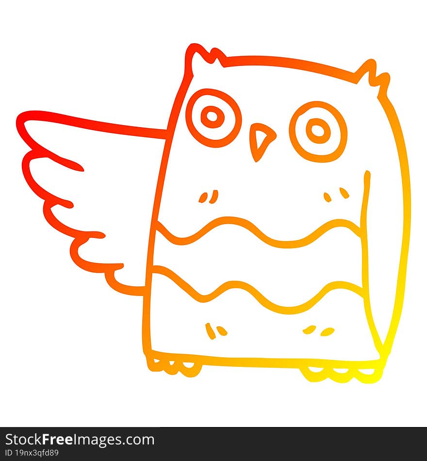 warm gradient line drawing cartoon happy owl