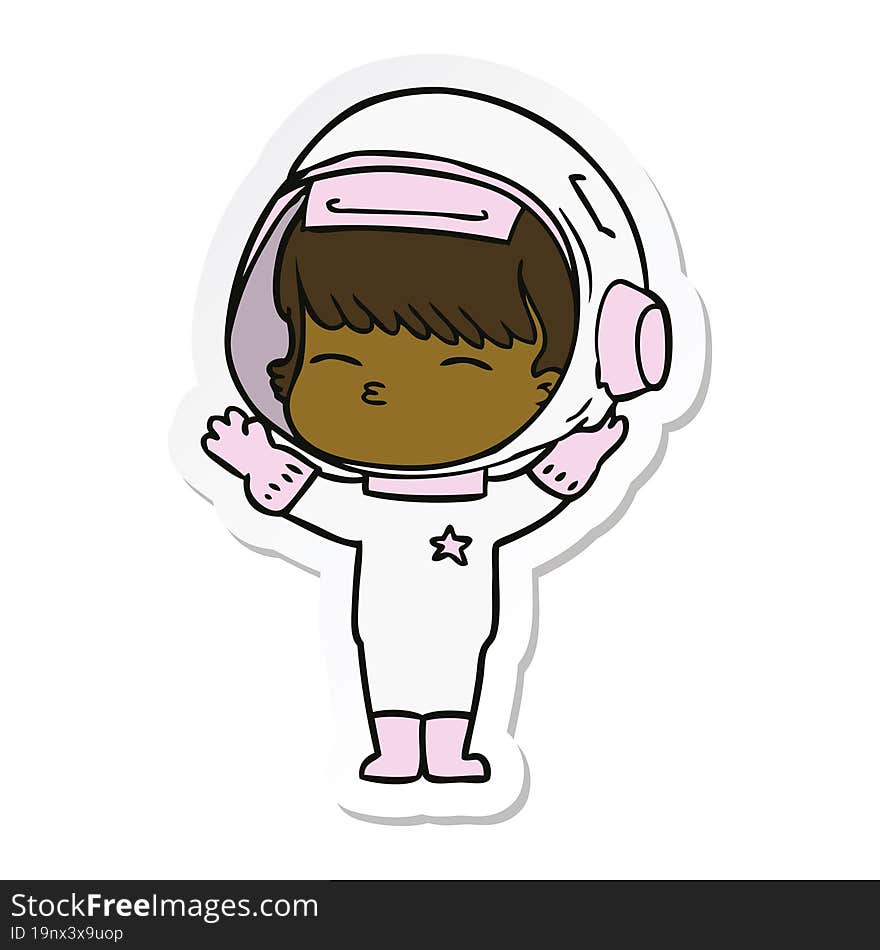 Sticker Of A Cartoon Curious Astronaut