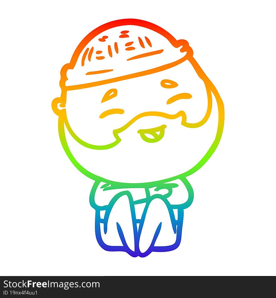 rainbow gradient line drawing cartoon happy bearded man