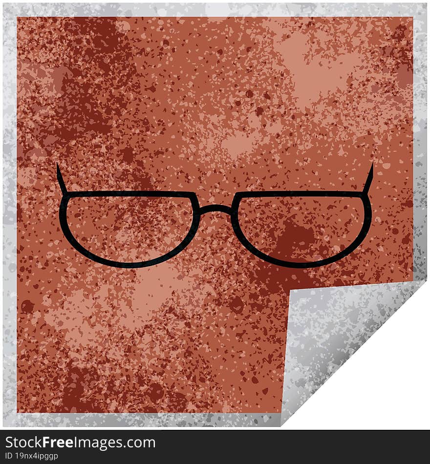 spectacles graphic vector illustration square sticker. spectacles graphic vector illustration square sticker