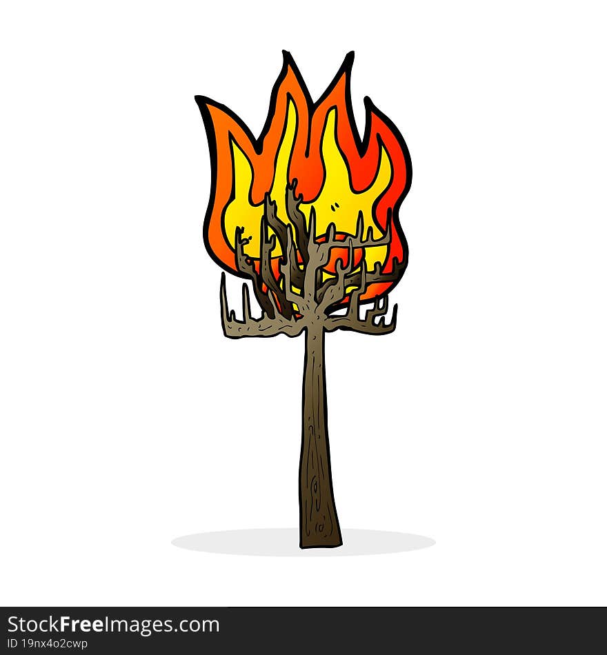 Cartoon Tree On Fire