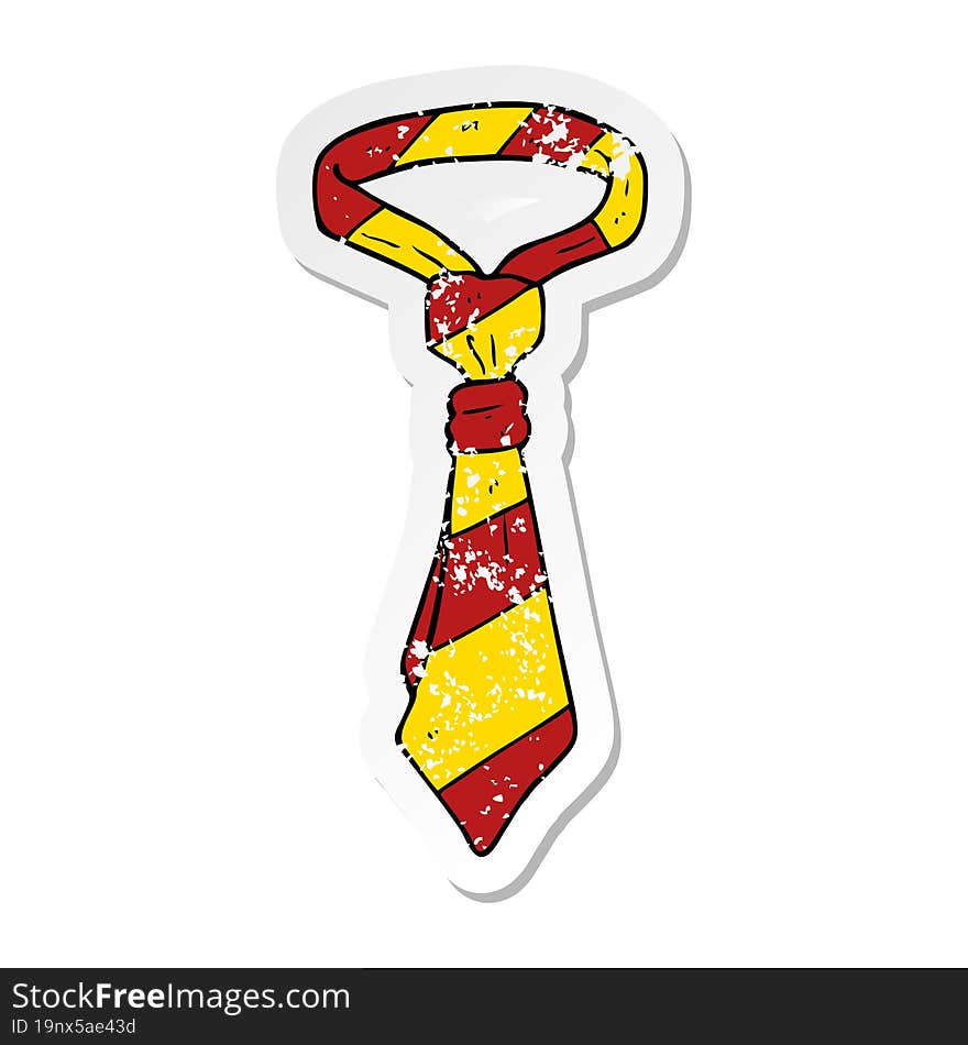 distressed sticker of a cartoon office tie