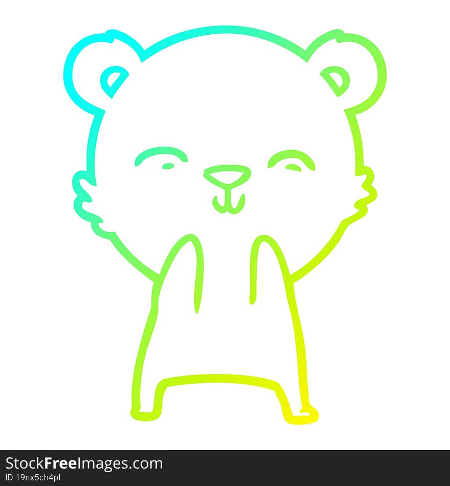 Cold Gradient Line Drawing Happy Cartoon Polar Bear