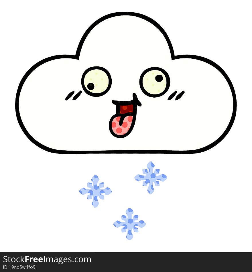 comic book style cartoon of a snow cloud