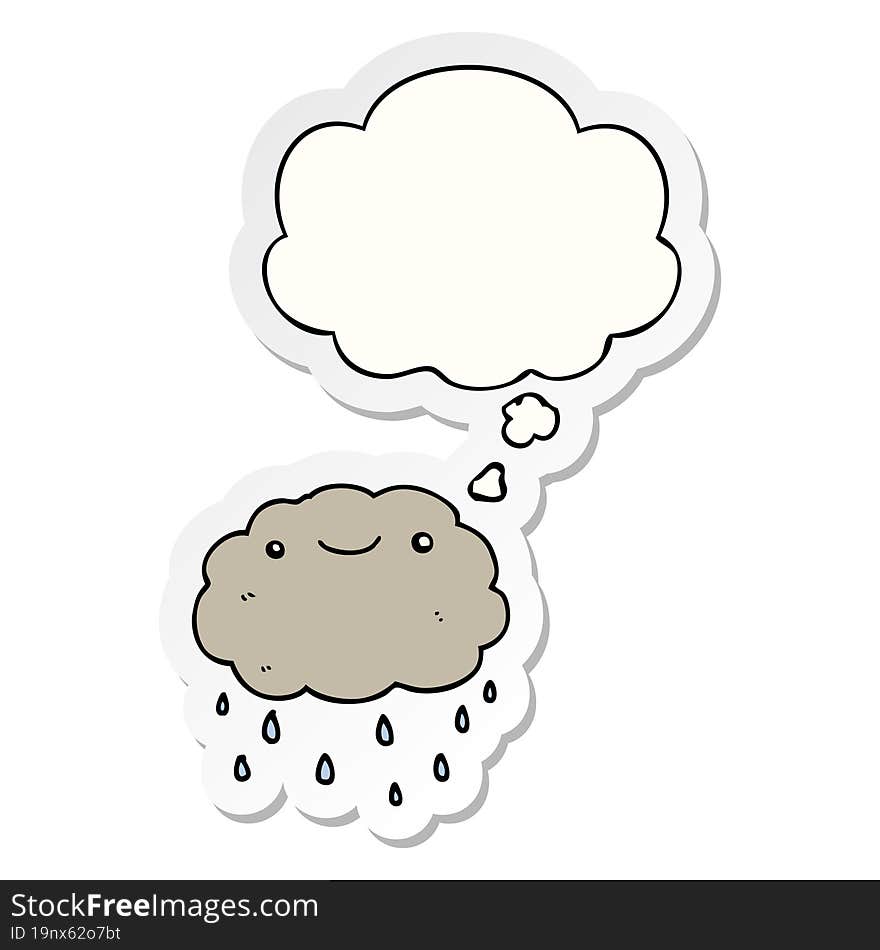cartoon cloud and thought bubble as a printed sticker
