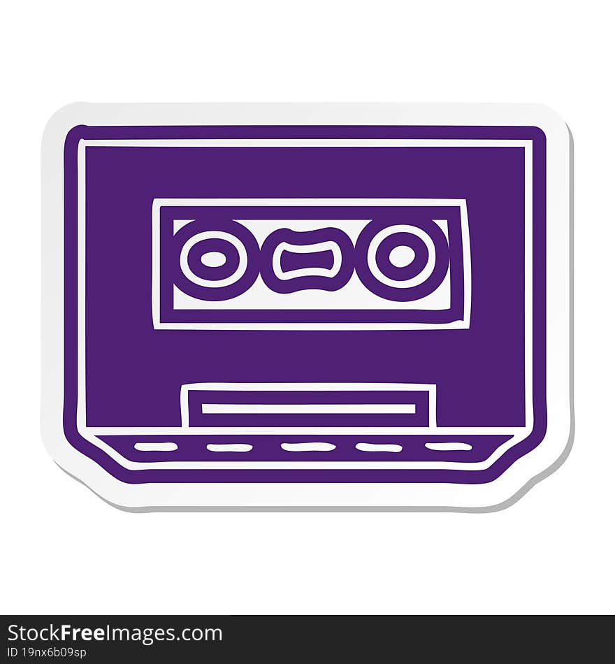 Cartoon Sticker Of A Retro Cassette Tape