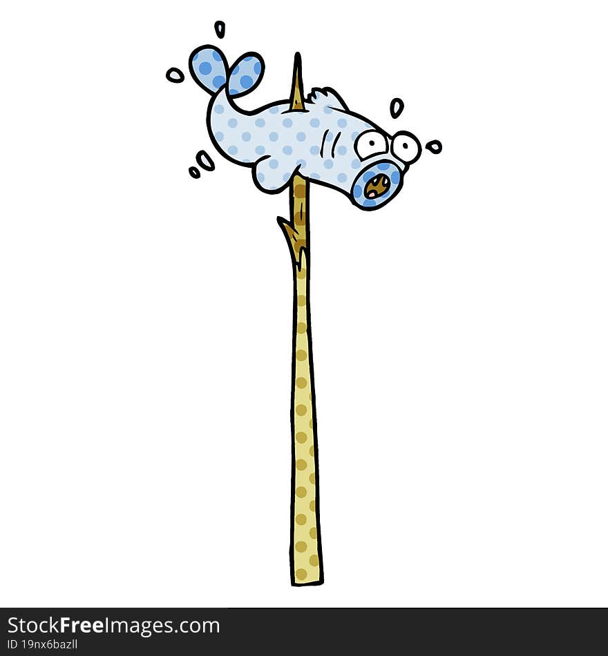 speared fish cartoon. speared fish cartoon