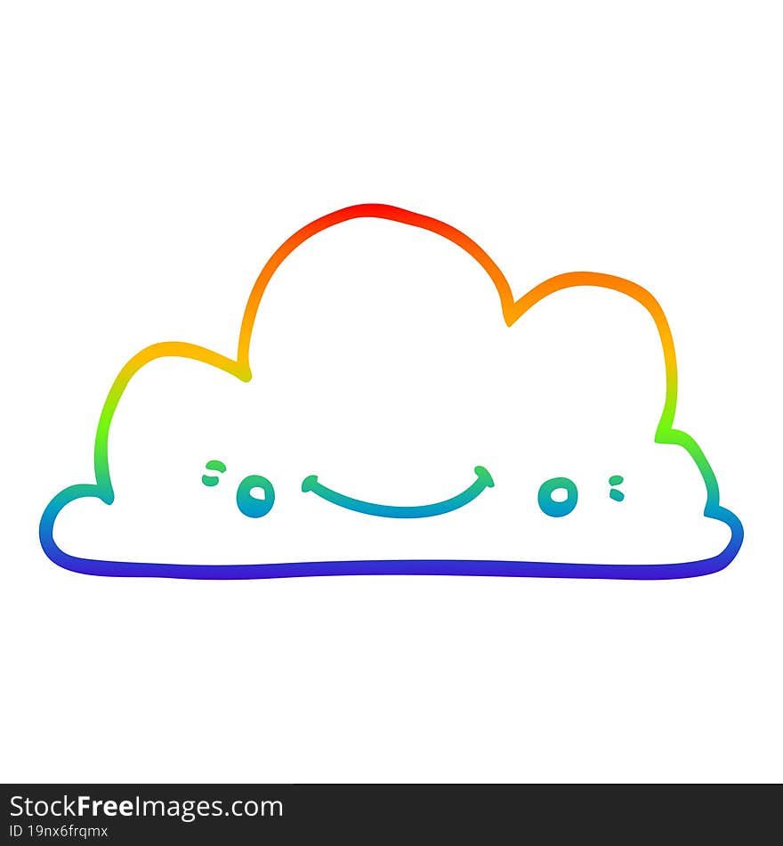 rainbow gradient line drawing cute cartoon cloud