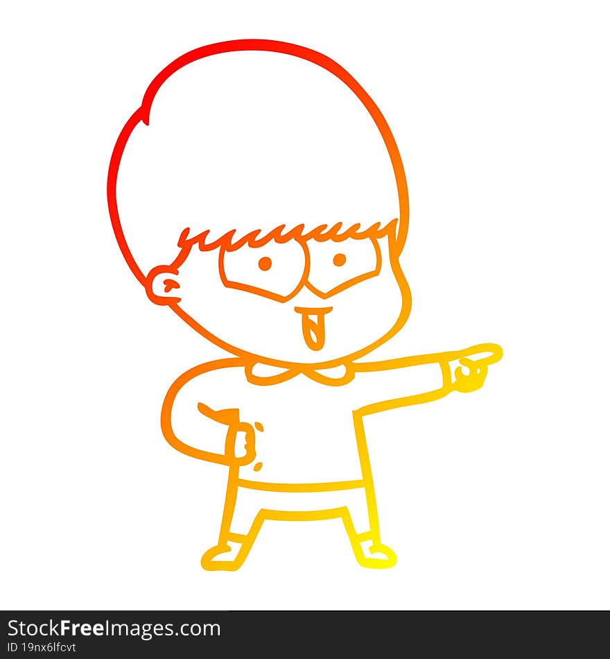 warm gradient line drawing cartoon happy boy