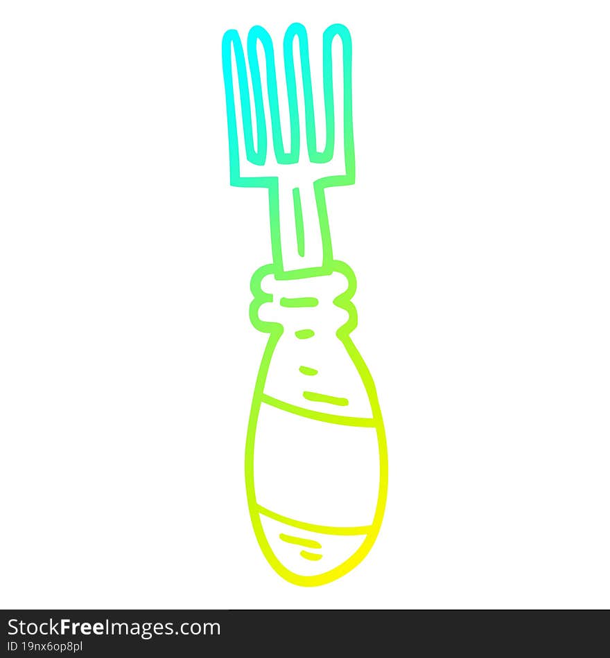 cold gradient line drawing cartoon fork