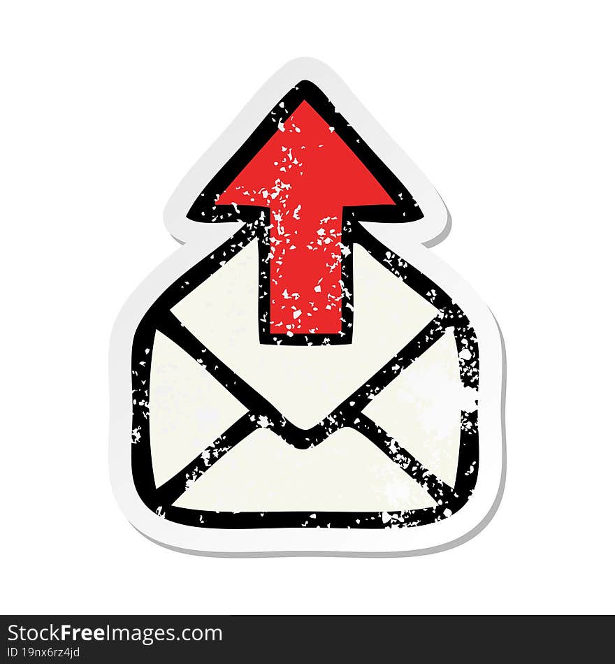 distressed sticker of a cute cartoon email sign