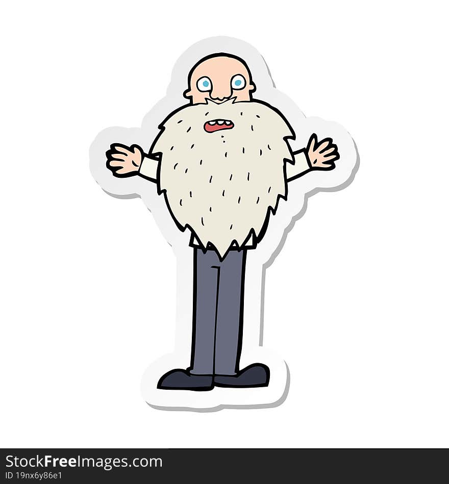 sticker of a cartoon bearded old man