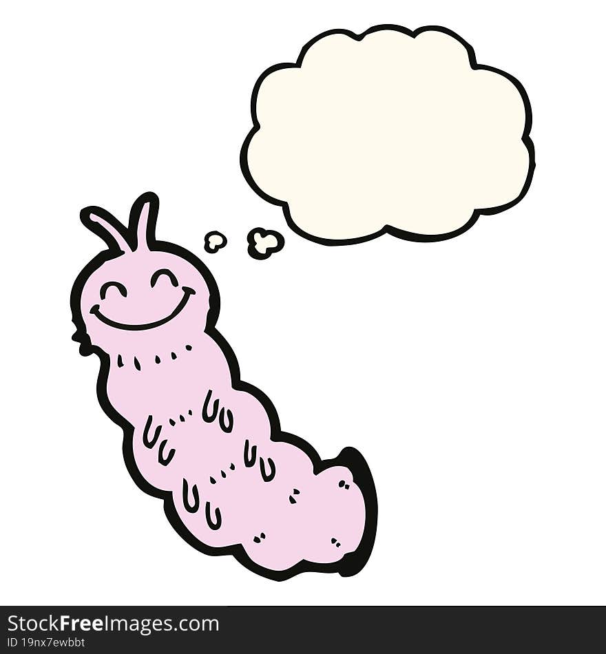 cartoon caterpillar with thought bubble