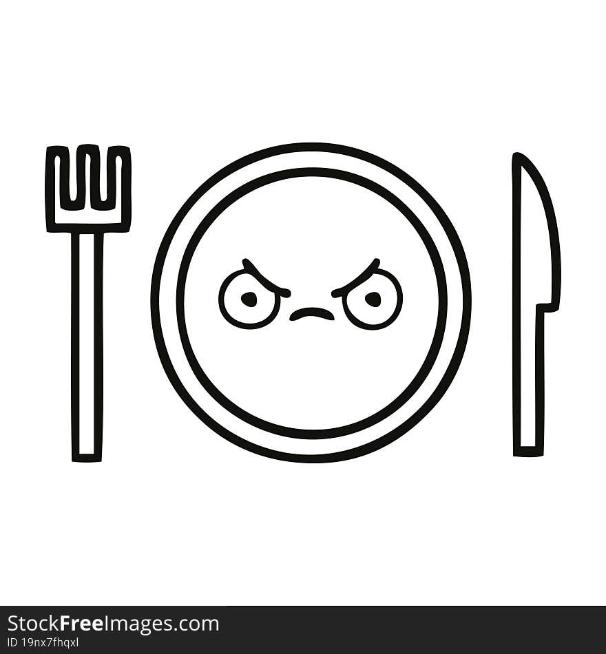 line drawing cartoon dinner plate