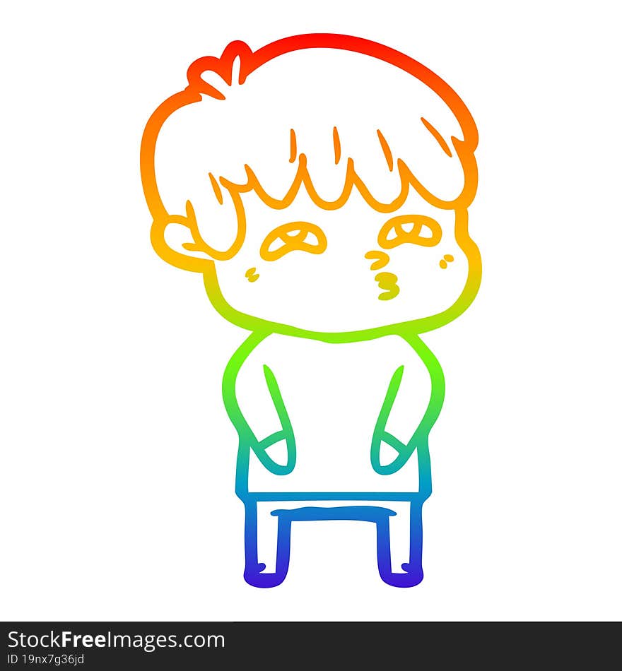 rainbow gradient line drawing cartoon curious man