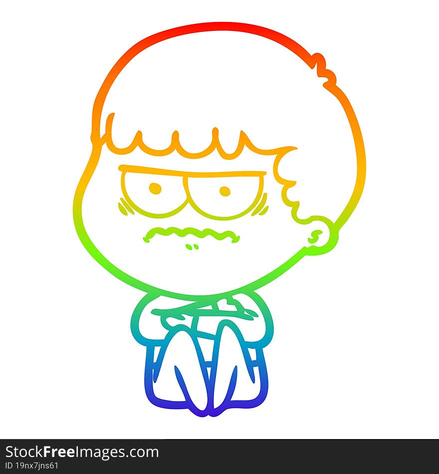 rainbow gradient line drawing cartoon annoyed man