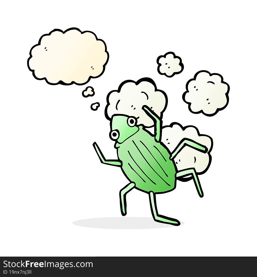 cartoon bug with thought bubble