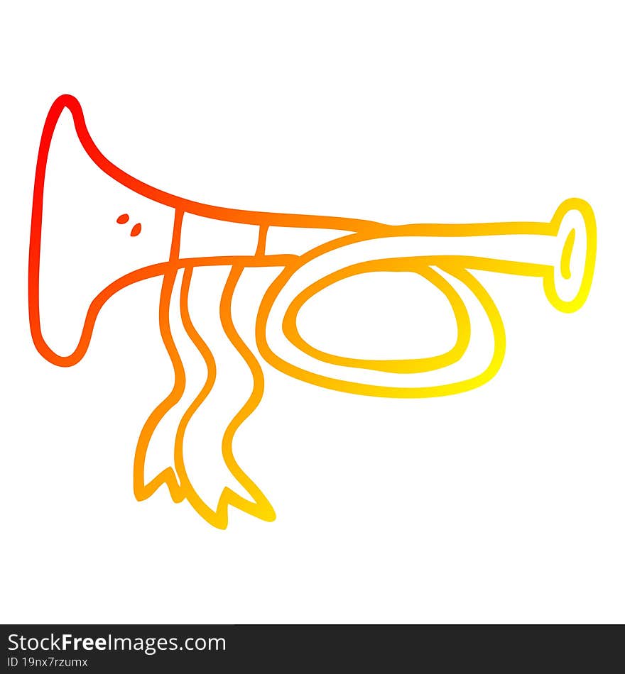 warm gradient line drawing cartoon metal trumpet